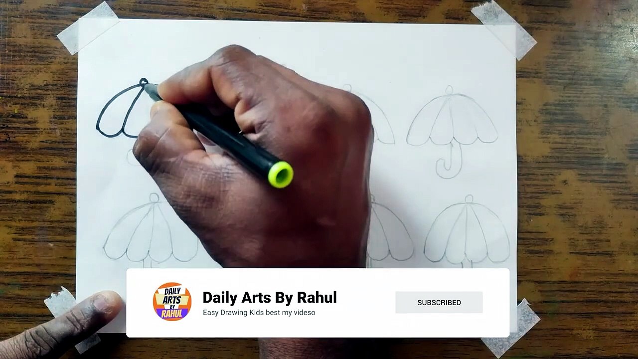 How to draw Umbrella for Kids Color Easy _ Step by Step _ Learning Kids