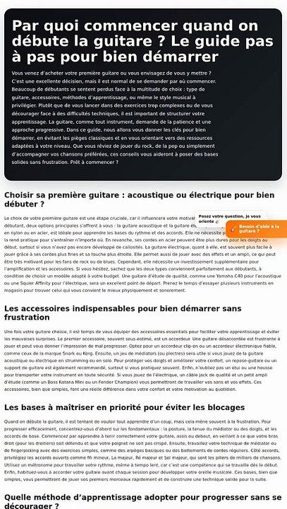 Guitare débutant  quoi apprendre en premier