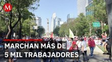 Sindicatos marchan del Ángel de la Independencia al Zócalo por el 136° Día del Trabajo