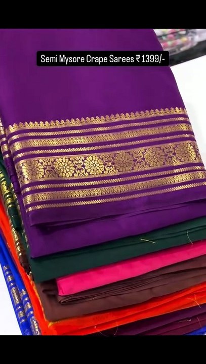 Buy Online Semi Mysore Crepe Sarees in India at Rajsilkvilla