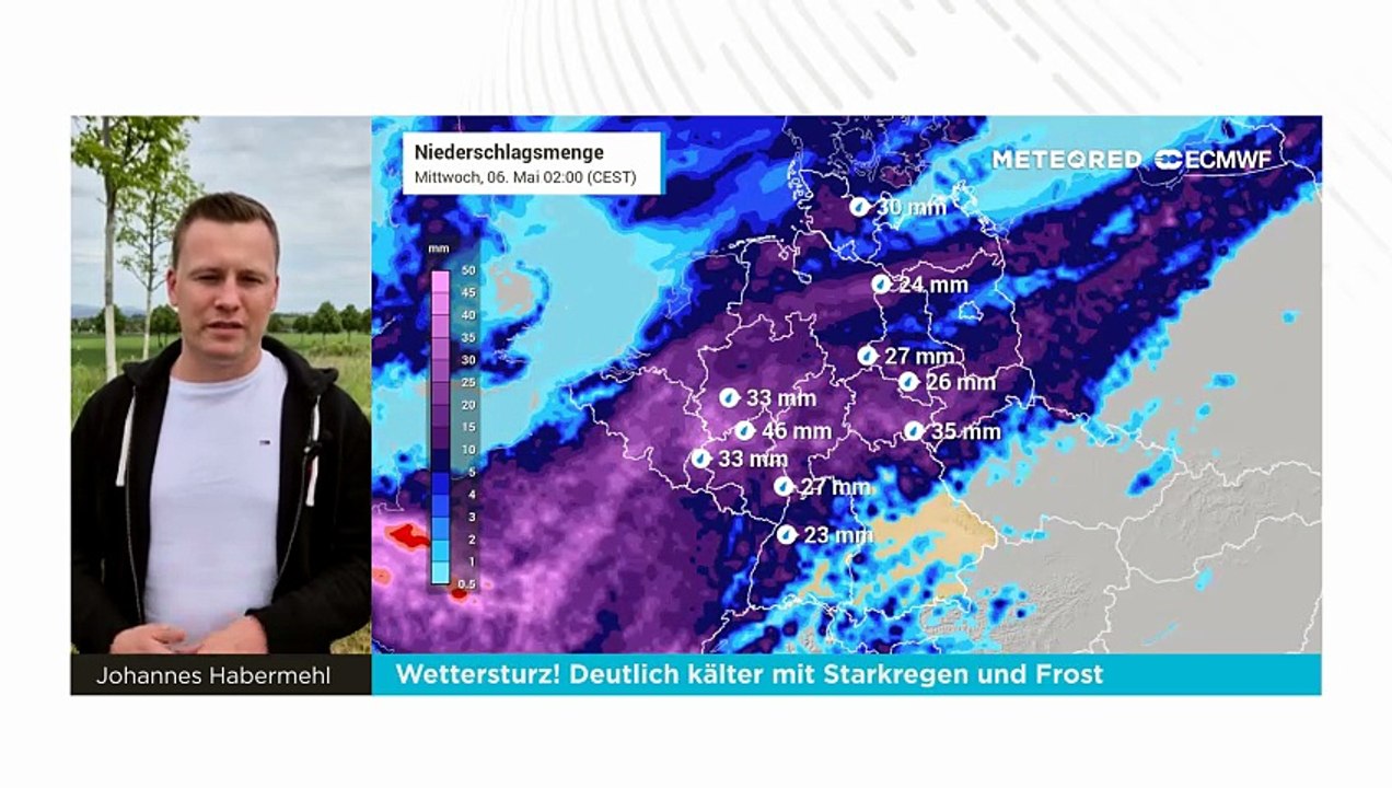 Wettersturz! Deutlich kälter mit Starkregen und Frost