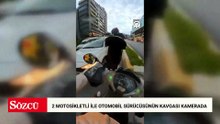 Esenyurt'ta 2 motosikletli ile otomobil sürücüsünün kavgası kamerada