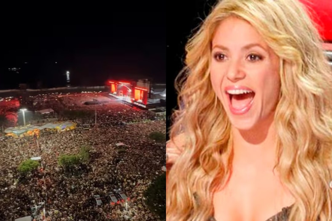 Shakira reacciona a la multitud reunida fuera de su hotel en Brasil