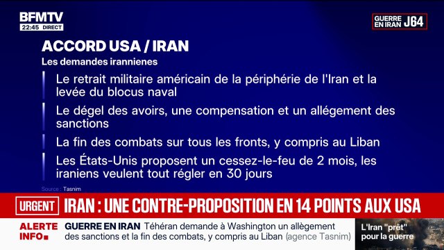 Moyen-Orient: Washington a proposé une trêve de deux mois à l'Iran, qui veut résoudre toutes les questions en 30 jours , selon l'agence Tasnim