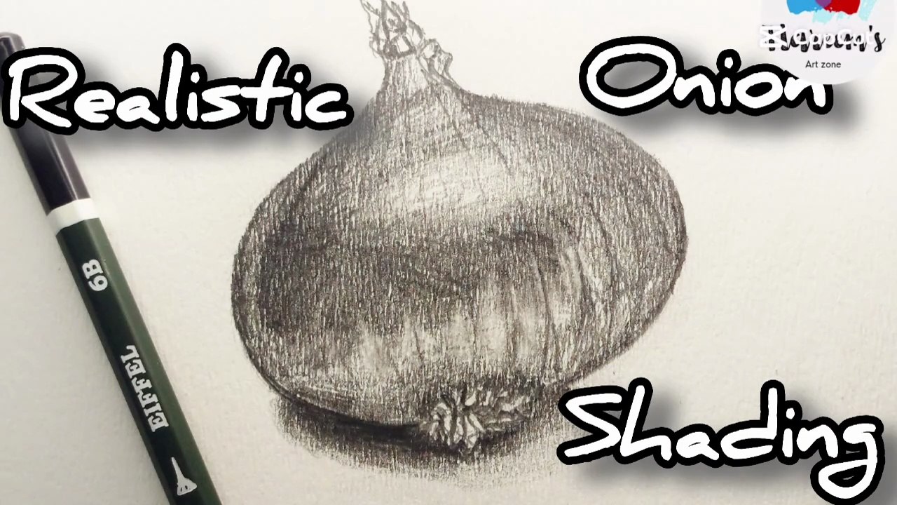 How to draw an onion, realistic pencil drawing
