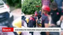 Ayağı bisikletin tekerleğine sıkışan çocuğu itfaiye kurtardı