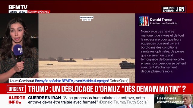 Donald Trump annonce que la marine américaine va escorter des navires bloqués à Ormuz à partir de demain matin