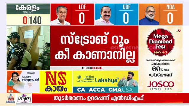 കളമശ്ശേരി മണ്ഡലത്തിൻ്റെ സ്ട്രോങ്ങ് റൂം തുറക്കാനായില്ല; താക്കോൽ കാണാതായതാണ് കാരണം