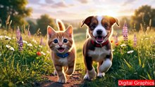 The kitten and the puppy