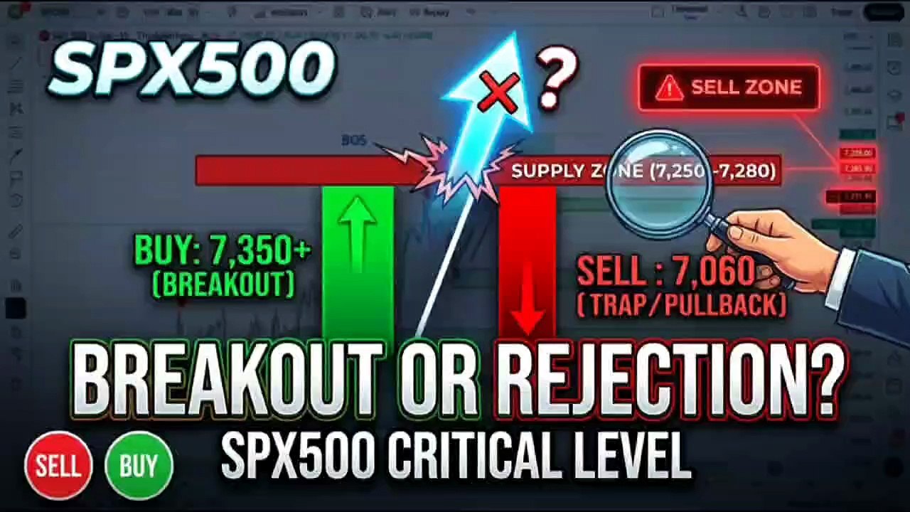 SPX500 1H SMC Analysis: Major Breakout or Rejection at 7,280?