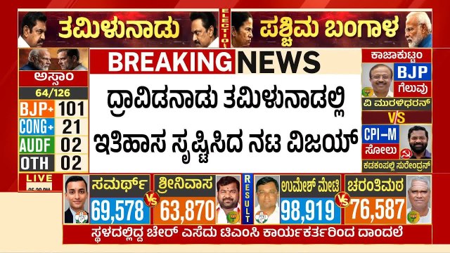 ತಮಿಳುನಾಡಲ್ಲಿ ಸಿಎಂ ಸ್ಟಾಲಿನ್ ಸೋಲಿಸಿ ವಿಜಯ್ ಇತಿಹಾಸ! | Vijay TVK Election Results | Suvarna News
