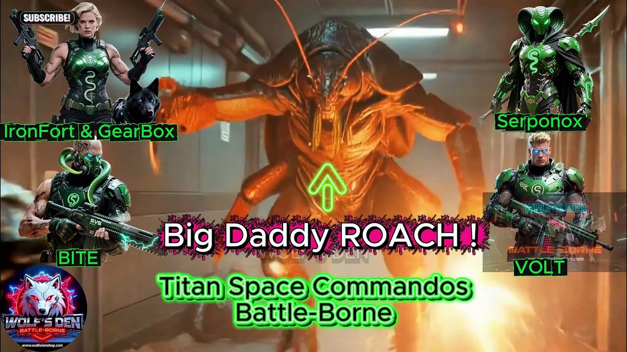 🐺 TITAN SPACE COMMANDOS: BATTLE-BORNE Full HD Version Cover #1 Big Daddy Alien Roach Versus The Titan Space Commandos Battle Borne