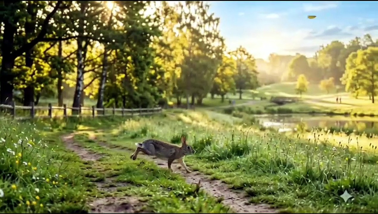 Beautiful morning🌞 views rabbit🐇 run in park