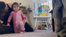 Little girl brings delight to mom's exercise routine with her charming behavior *Stretching & Cuddling*