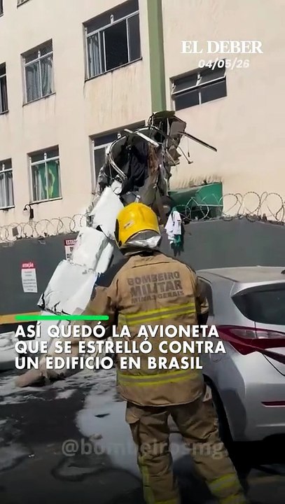 Así quedó la avioneta que se estrelló contra un edificio en Brasil
