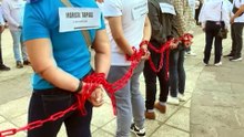 People in Santiago stage protest for Venezuelan detainees