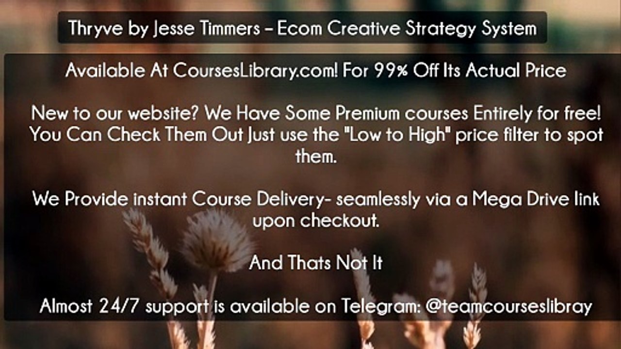 (Courseslibrary.com)Thryve by Jesse Timmers – Ecom Creative Strategy System