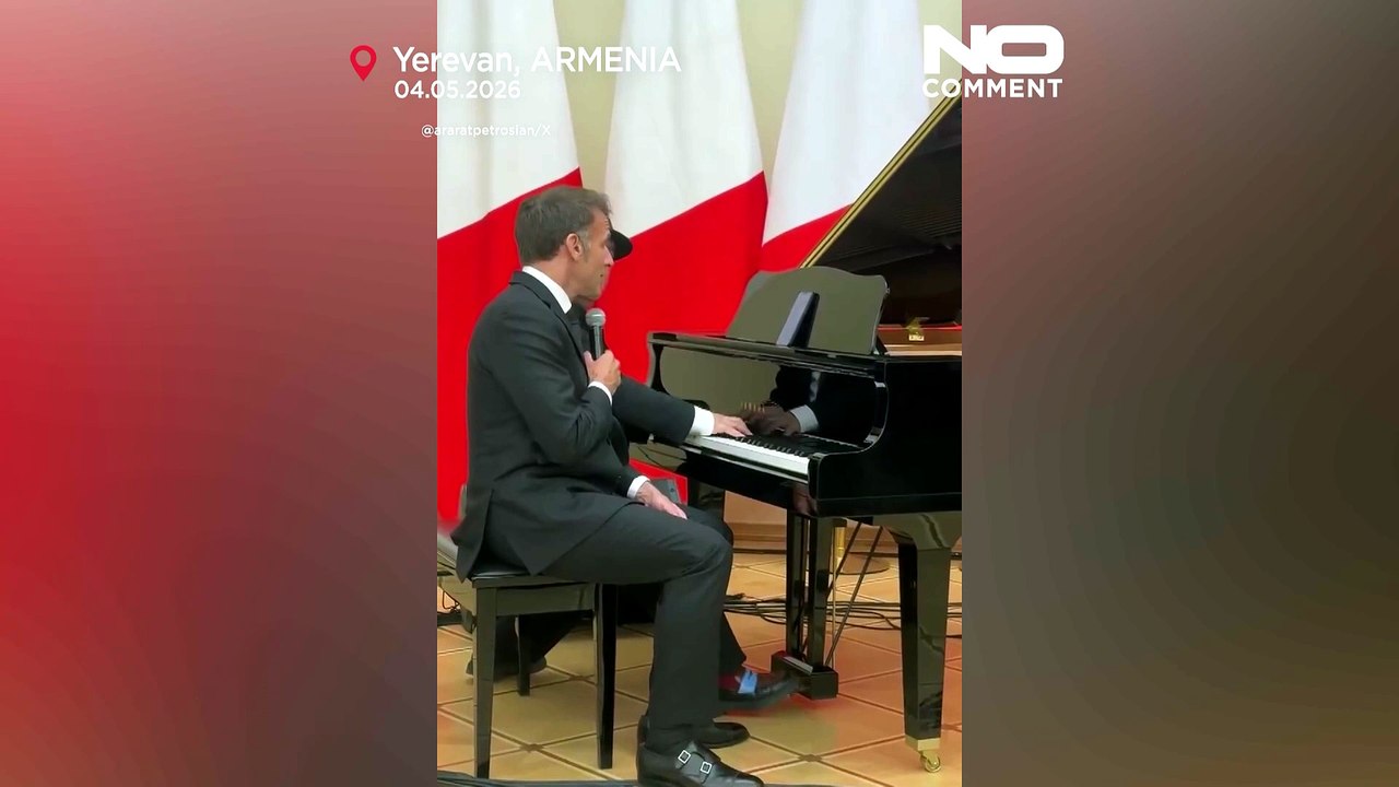 Macron canta por Aznavour y Pashinián toca la batería en una cena oficial