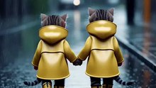 A Rainy Goodbye 😿🌧️  Kittens Holding Hands
