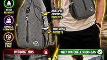 WATERFLY Crossbody Sling Backpack Sling Bag – Smart Travel Bag That Fits Everything 😳🎒