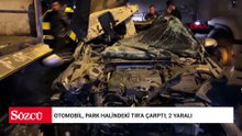 Otomobil, park halindeki TIR'a çarptı; 2 yaralı