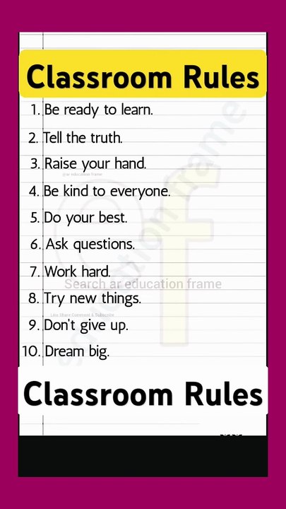 Classroom Rules For Students