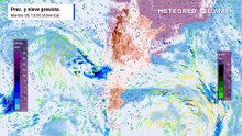 Precipitación y nieve prevista en Argentina