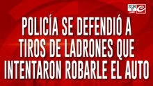 Policía se defendió a tiros de ladrones que intentaron robarle el auto