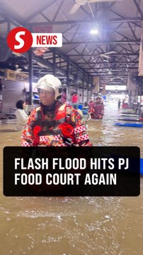 Heavy rain triggers flash floods at Petaling Jaya food court, several vehicles submerged