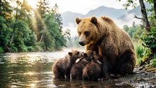 Bear Feeding Cubs
