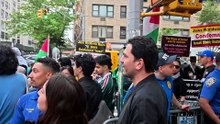 Pro-Israel and pro-Palestine protesters face off outside Manhattan Synagogue