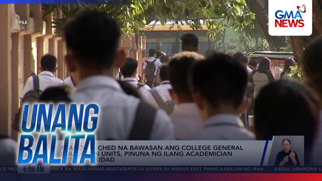 Plano ng CHED na bawasan ang college general units, pinuna ng ilang academician at unibersidad | Unang Balita