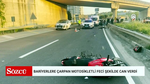 Bariyerlere çarpan motosikletli feci şekilde can verdi
