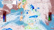 Mappa relativa alle precipitazioni previste nei prossimi giorni