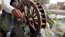 Massive Waterwheel Mountain Village  Tiny World Factory Studio