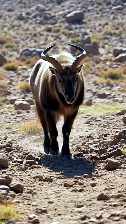 Rare Markhor Searching for Food in Snowy Mountains ❄️