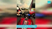 Motociclista grabó un choque en primera persona en La Plata
