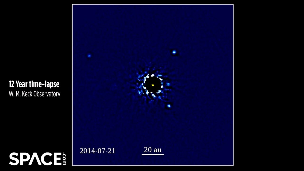 Time-Lapse Of Four Large Exoplanets Orbit A Star In 12-Years