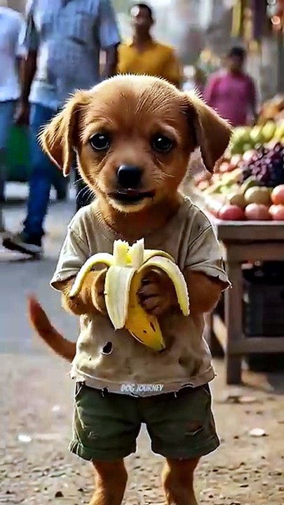 The fruit vendor beats up poor puppy 🐕 for a banana