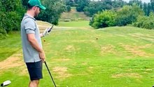Family golf outing takes a hilarious twist when brothers prank dad with a fake snake
