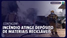 Incêndio atinge depósito de materiais recicláveis em Contagem