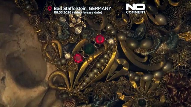 Bejewelled skeletons on display in German monastery fascinate visitors