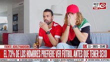 Encuesta revela que la mayoría de los hombres prefieren el fútbol antes que el sexo
