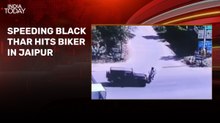 Video: Man flung into air after speeding Thar hits his bike in Jaipur