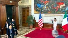 Italia-Usa, la stretta di mano tra Meloni e Rubio a Palazzo Chigi