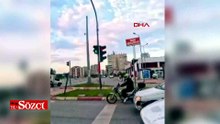 Otomobil ile 2 motosikletin çarpıştığı kaza kask kamerasında