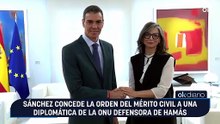 Sánchez concede la Orden del Mérito Civil a una diplomática de la ONU defensora de Hamás
