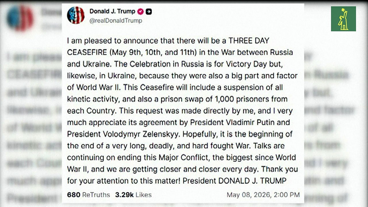 Trump anuncia un alto el fuego de tres días entre Rusia y Ucrania