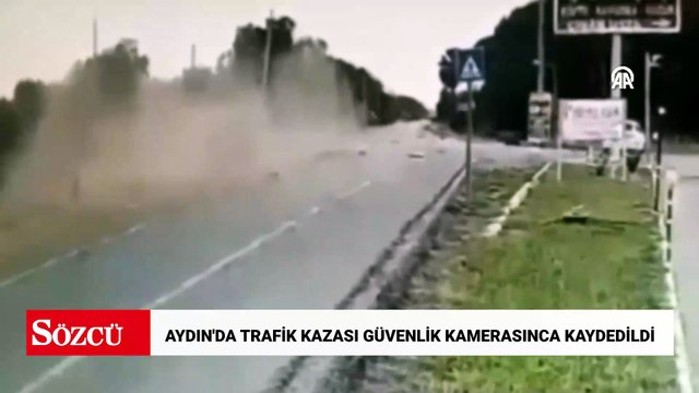 Aydın'da trafik kazası güvenlik kamerasınca kaydedildi