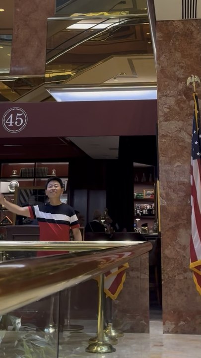 Independent voter Nelson Wang visited Trump Tower on Fifth Avenue again. Sun Jing shot this video on May 8, 2026.